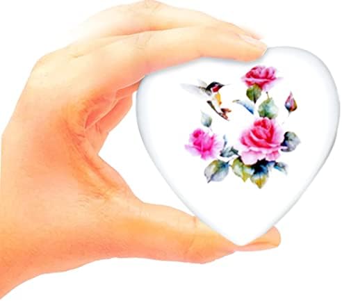 Bold Divine Hummingbird Heart Urn - Mini Cremation Urn with Stand and Velvet Box
