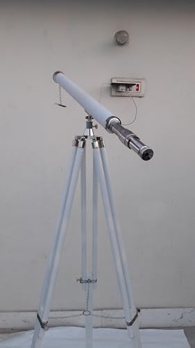 FOR MY SON 27 Brass Telescope with White Wooden Tripod Stand