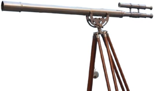 Vintage Double Barrel Telescope with Wooden Tripod 1