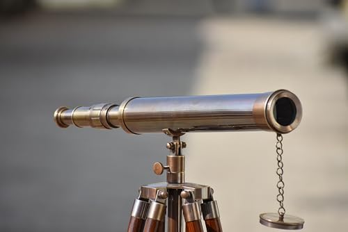Brass Antique Telescope with Wooden Tripod Stand 18 Inch