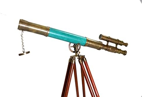 Marine Antique Brass Telescope with Wooden Stand