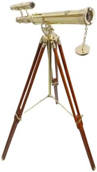 Vintage Maritime Brass Double Barrel Telescope Floor Standing Decor