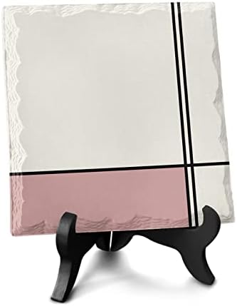 Farmhouse Pink Ceramic Desk Decor with Wooden Stand
