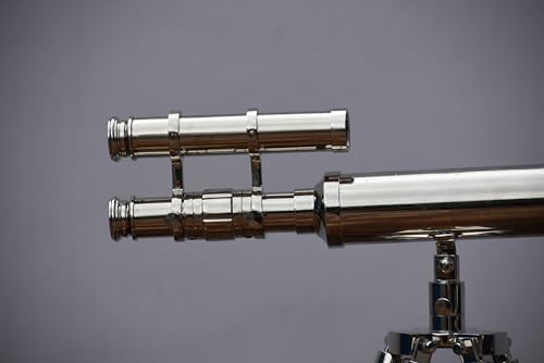 Mary Nautical Nickel Double Barrel Telescope with Wooden Stand