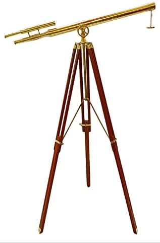Vintage Brass Telescope with Adjustable Tripod Stand for Home Decor