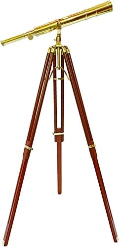 Nautical Marine Navy Telescope with Brass and Wood Stand