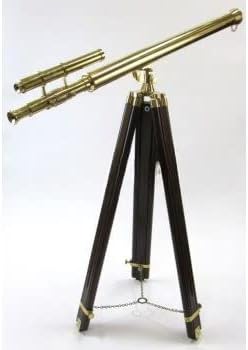 Vintage Style Brass Griffith Telescope with Wooden Tripod