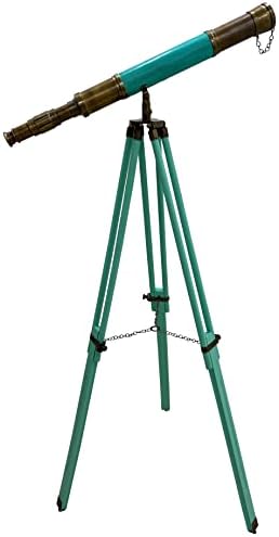 Handmade Marine Brass Telescope with Retro Wooden Tripod
