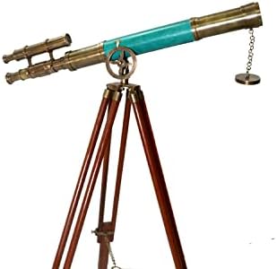 Marine Antique Brass Telescope with Wooden Stand