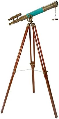 Marine Antique Brass Telescope with Wooden Stand