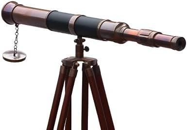 Vintage Brass Telescope with Wooden Tripod Stand 1
