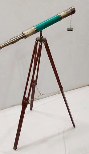Vintage Telescope with Brass and Wood Nautical Design