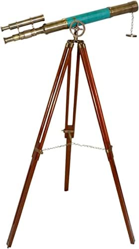Marine Antique Brass Telescope with Wooden Stand 1
