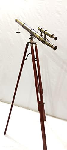Vintage Harbor Master Telescope on Wooden Tripod