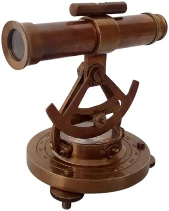 Vintage Compass Survey Instrument Brass Theodolite Alidade Transit Telescope
