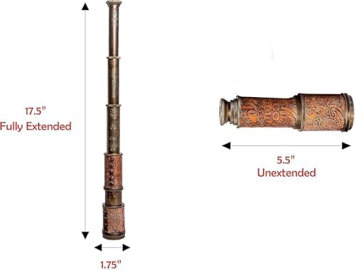 Astitv Antique Decor Spyglass Telescope 17 Inch Brass Push Pull