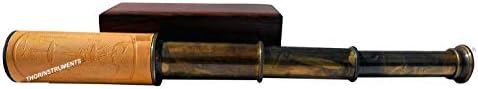 Antique 15 Inch Brass Telescope with Wooden Box