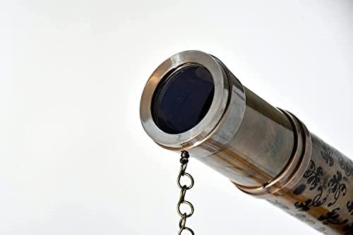 Antique Brass Nautical Telescope with Wooden Tripod