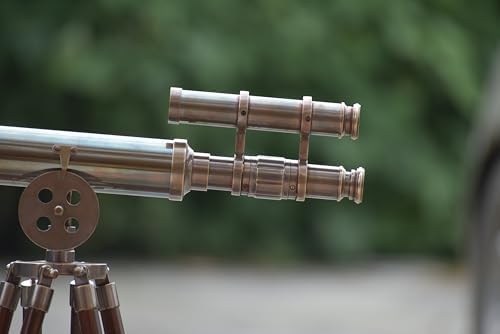 Antique Brass Telescope Floor Standing Spyglass with Adjustable Tripod