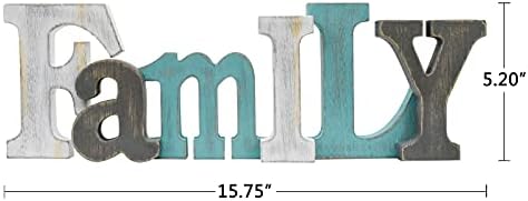 E-view Distressed Teal Wooden Letters Family Sign