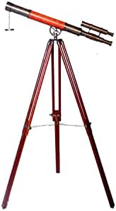 Royal Vintage Telescope with Orange Leather Tube and Brass Tripod