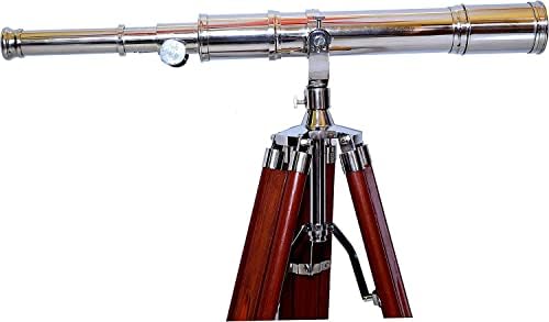 Vintage Brass Telescope with Chrome Finish and Free Copper Floor Standing Decor