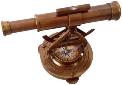 Vintage Compass Survey Instrument Brass Theodolite Alidade Transit Telescope