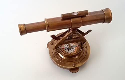 Vintage Brass Theodolite Alidade Transit Telescope for Home Dcor