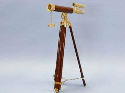 27 Wooden Telescope with Brass Tube and Tripod Stand Vintage Nautical Decor and Personal Gift