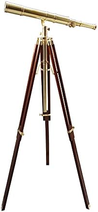 Shiny Brass Telescope with Wooden Stand