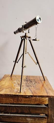 Vintage Antique Brass Telescope Tripod Maritime Decor