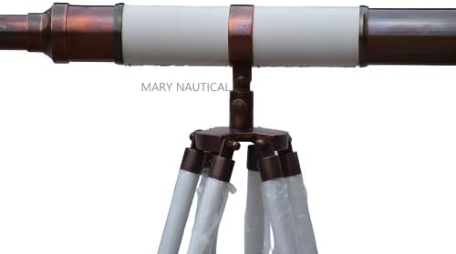 Vintage Antique Brass Telescope with Wooden Tripod Stand