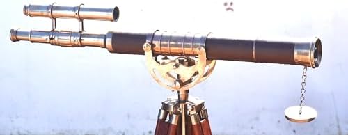 FOR MY SON Antique Brass Telescope with Wooden Stand