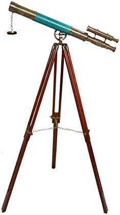 Marine Antique Brass Telescope with Wooden Stand