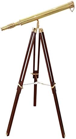 55 Inch Nautical Brass Floor Telescope - Shiny Bronze Decorative Masterpiece
