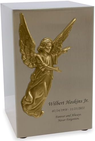 Angelic Themed Adult Cremation Urn Pewter Finish