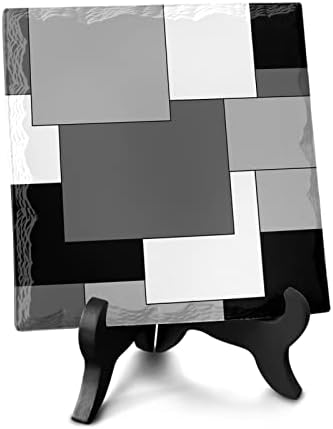 Abstract Art Desk Decor with Color Block Plaque
