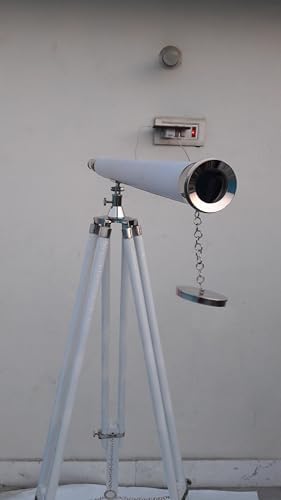 FOR MY SON 27 Brass Telescope with White Wooden Tripod Stand