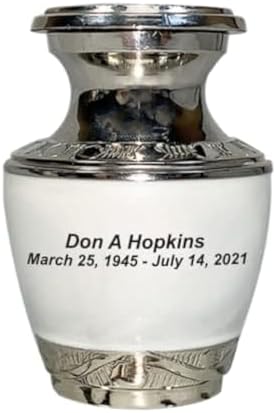 Customized Pearl White Keepsake Cremation Urn Small Size