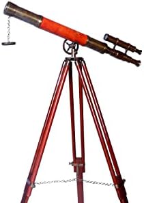 Royal Vintage Telescope with Orange Leather Tube and Brass Tripod