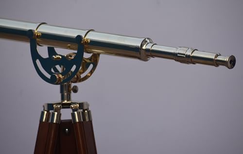 Classic Brass Telescope with Wooden Stand for Home and Office Dcor
