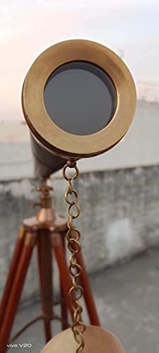Nautical Telescope Brass Antique Finish Brown Leather Single Barrel Decorative