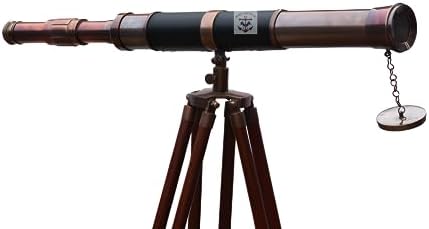Vintage Brass Telescope with Wooden Tripod Stand 1