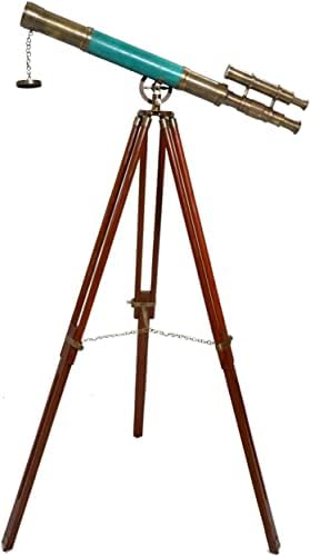 Marine Antique Brass Telescope with Wooden Stand 1