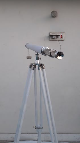 FOR MY SON 27 Brass Telescope with White Wooden Tripod Stand