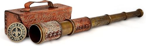 Brass Nautical Antique Working Telescope with Leather Box and Glass Optics