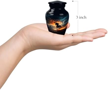 Set of 2 Black Horse and Stormy Sky Urns for Ashes