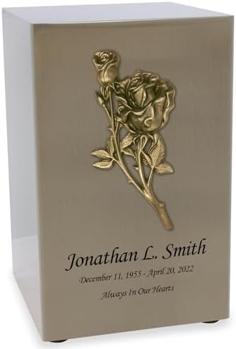 Rose Themed Pewter Finish Cremation Urn with Personalization