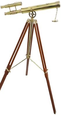 Vintage Maritime Brass Double Barrel Telescope Floor Standing Decor
