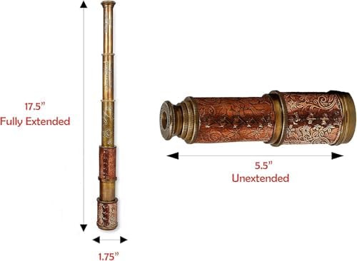 Brass Nautical Antique Working Telescope with Leather Box and Glass Optics